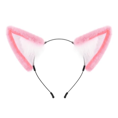 Tunbuy Furry Anime Cute Fox Ears Headband Headdress for Halloween Character Cosplay Costume Party (Pink) von Tunbuy