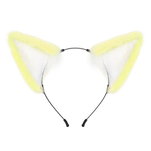 Tunbuy Furry Anime Cute Fox Ears Headband Headdress for Halloween Character Cosplay Costume Party (Yellow) von Tunbuy