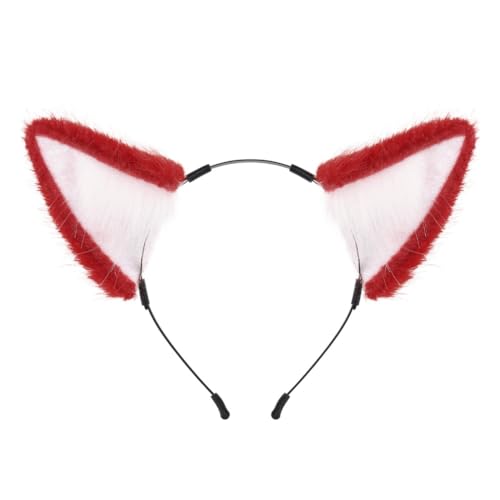 Tunbuy Furry Anime Cute Fox Ears Headband Headdress for Halloween Character Cosplay Costume Party (red) von Tunbuy