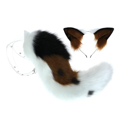 Tunbuy Halloween Ostern Pelzig Frech Border Collie Hund Stirnband Kopfschmuck Schwanz Set für Cosplay Charaktere Kostüm Party von Tunbuy