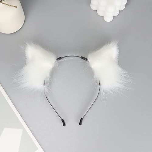 Tunbuy Halloween Ostern pelzige japanische Katzenohren Cosplay Kätzchen Fuchs Stirnband Kopfschmuck für Charaktere Kostüm Cosplay Party (weiß) von Tunbuy