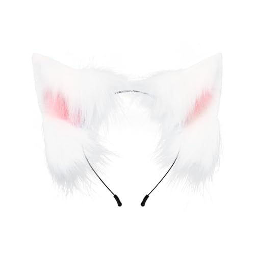 Tunbuy Halloween Pelzige Anime Niedliche Katze Kätzchen Ohren Wolf Kopfschmuck Stirnband Schwanz Set für Charakter Cosplay Kostüm Party (Ohren 1) von Tunbuy