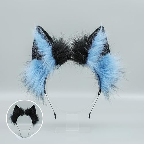 Tunbuy Oster-Kopfschmuck mit Wolfs- und Fuchsohren, Kopfschmuck für Cosplay, Charaktere, Kostüm, Halloween-Party, Schwarz / Blau von Tunbuy