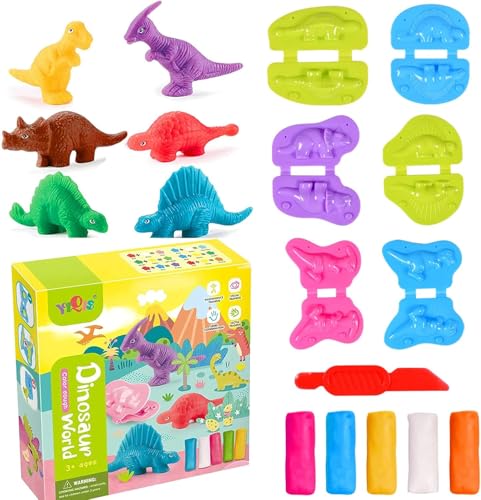 12 Stück Knete Play Doh, Knete Zubehör für Kinder ab 3 4 5 Jahre, DIY Knetwerkzeug Dinosaurier Kinderspielzeug, Play Doh Knete Set, Pädagogisches Kreative Spielzeug Geschenk für Jungen Mädchen von Tundwhite