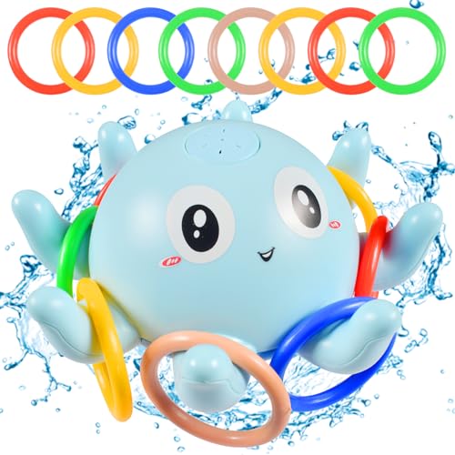 Baby Badespielzeug Wasserspielzeug,Oktopus Spray Wasserspielzeug,Baby Badespielzeug,Pool Wal Badewannenspielzeug,Baby Badewann Spielzeug Baby Geschenk Badewannenspielzeug ab 1 2 3 4 Jahre (Blau) von Tundwhite