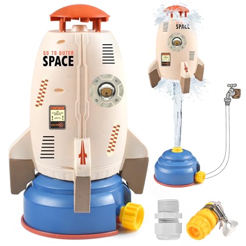 Tundwhite Water Rocket Sprinkler Wassersprinkler Kinder Outdoor Rasensprenger Kinder Sommer Wasserspielzeug Garten, Sprühhöhen von bis 1,8 M, Sprühen Sie für Kleinkinder Mädchen Jungen von Tundwhite