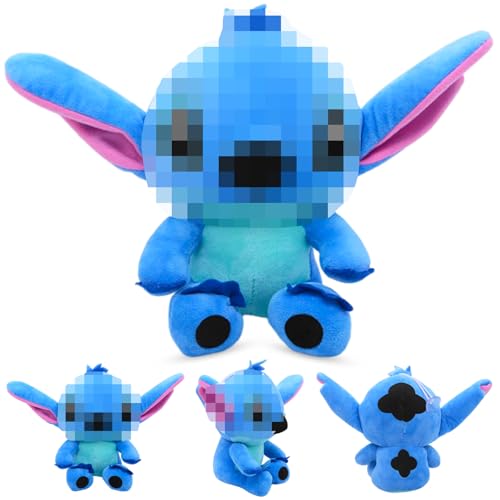 Tuofang Stitch Kuscheltier, Süße Cartoon Blau Schlummer Stitch Stofftier mit Saugnapf, 18cm Lilo und Stitch Kuscheltiere, Stitch Kuscheltier XXL Als Geburtstagsgeschenk für Fans Kinder von Tuofang