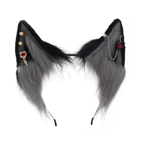 Tuokend Cartoon Stirnband Wolf Füchse Ohren Form Haarreifen Plüsch Karneval Party Kopfschmuck Cosplay Party Kostüm Requisiten Uni von Tuokend