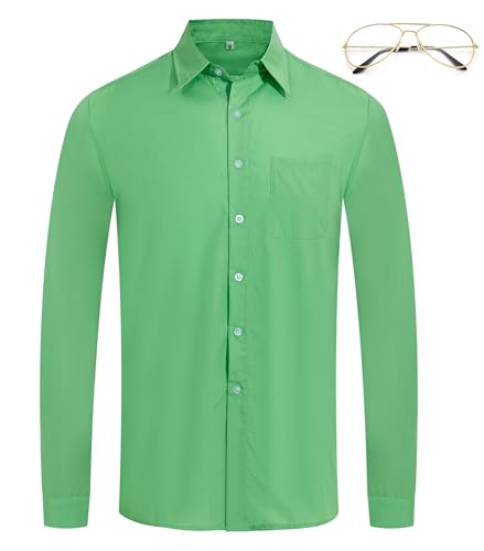 Grünes Hemd für Erwachsene, Halloween-Kostüm, lässiges Button-Down-Shirt-Set, Cosplay (grün, groß) von Tuoweey