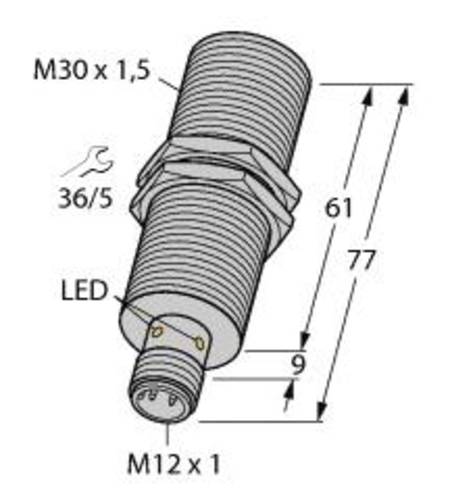 Turck Induktiver Sensor bündig PNP, Schließer BI10NF-EM30HE-AP6X2-H1141 von Turck