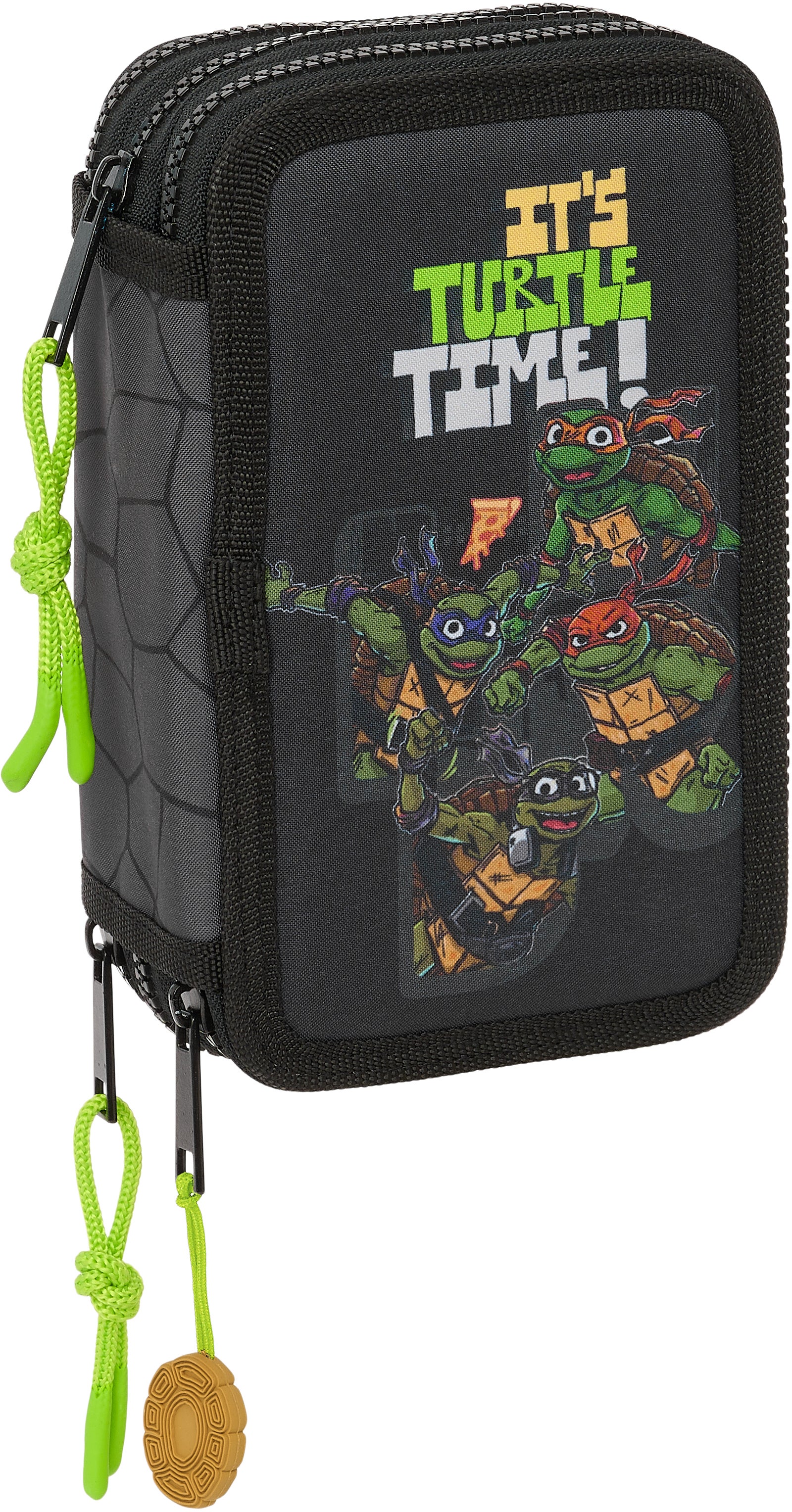 Ninja Turtles Dreifach-Federmäppchen, Grau/Schwarz von Turtles