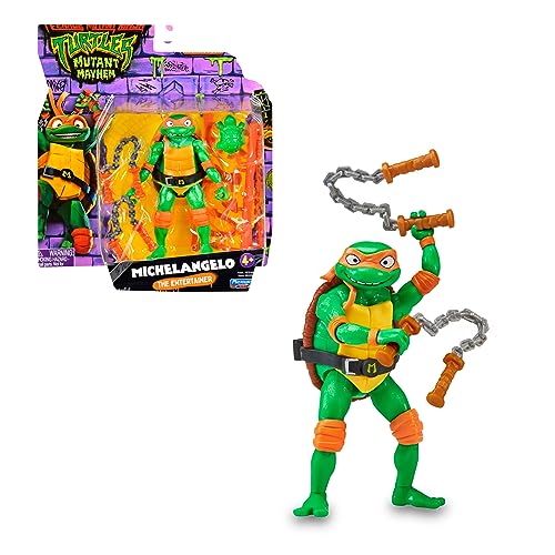 Giochi Preziosi - Michelangelo Ninja Caos Mutante Turtles, Michelangelo in Version Actionfigur Base Gelenkig 12 cm, Figur mit Kampfwaffen, für Kinder ab 4 Jahren von Giochi Preziosi