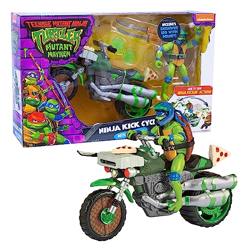 Giochi Preziosi, Ninja Turtles 2023 Chaos Mutante, Motorrad mit Kampffunktion und Leonardo-Figur inklusive, kompatibel mit Allen Grundfiguren, für Kinder ab 4 Jahren von Giochi Preziosi