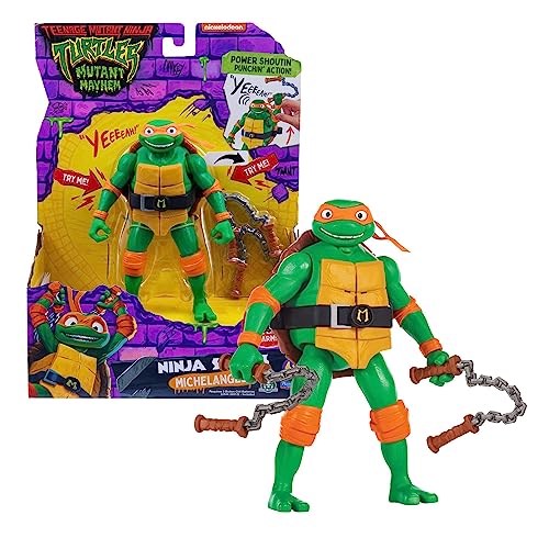 Giochi Preziosi Michelangelo Ninja Turtles Chaos Mutante, Michelangelo Deluxe Sprechender 15 cm mit Soundeffekten und mechanischer Kampffunktion, für Kinder ab 4 Jahren von NINJA TURTLES