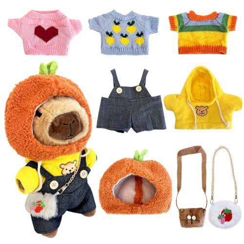 Capybara Plüschtier 9Pcs, Capybara Kuscheltier Kinder Spielzeug Ab 3 Jahre, 25cm Niedlichen Capybara Plushies mit mit Kleidung Tasche Hut, Stofftier-Wohndekoration Geschenke für Kinder Mädchen Jungen Capybara Plüschtier 9Pcs, Capybara Kuscheltier Kinder Spielzeug Ab 3 Jahre, 25cm Niedlichen Capybara Plushies mit mit Kleidung Tasche Hut, Stofftier-Wohndekoration Geschenke für Kinder Mädchen Jungen von Tutamaz
