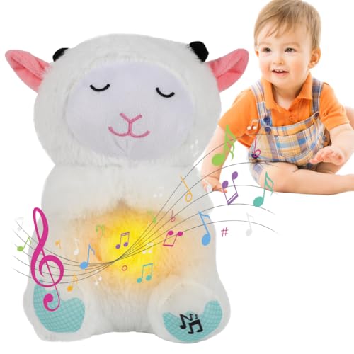 Tutamaz Schafe Kuscheltier Einschlafhilfe Babys mit Herzschlag Schlummer-Schafe Baby Spielzeug ab 1 Monate Mobile Baby Geschenk für Babyparty&Neugeborenen Geschenk-Baby Erstausstattung Neugeborene von Tutamaz