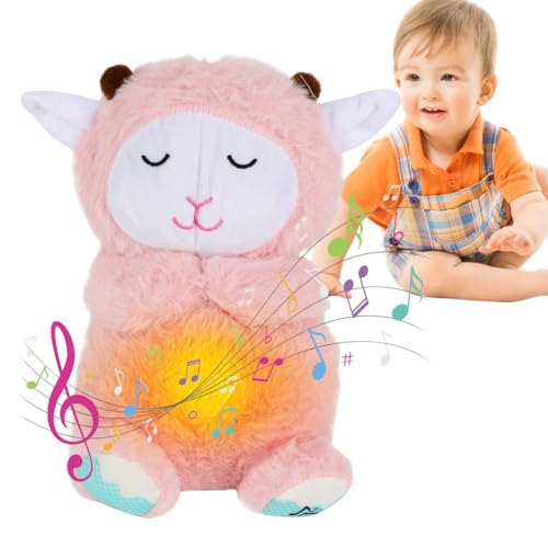 Tutamaz Schafe Kuscheltier Einschlafhilfe Babys mit Herzschlag Schlummer-Schafe Baby Spielzeug ab 1 Monate Mobile Baby Geschenk für Babyparty&Neugeborenen GeschenkBaby Erstausstattung Neugeborene Rosa von Tutamaz