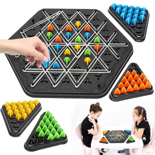 Tutamaz Triggle Game, Triggle-Spiel Gummibänder,interaktives Steckspiel,Triggle-Gummiband-Spiel,Tabletop Taktikspiel, Kettenschach Desktop Brettspiele Puzzlespiel Geschenke für Kinder Jungs Erwachsene von Tutamaz