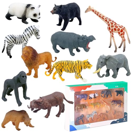 Tutamaz Wald Tierfiguren, 12 Stück Waldtiere Figuren Spielzeug, Safari Tiere Spielfiguren Mini Figuren Woodland Tiere Figuren Tiere Spielzeug ab 4 5 6 7 8 Jahre Kinder Junge für Woodland Kuchen Topper von Tutamaz