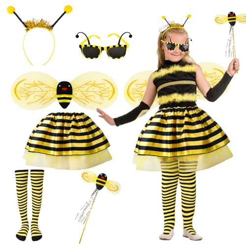 Bienenkostüm Kinder Damen, Faschingskostüme Karneval Kostüm Biene Kostüm Kinder Bienen Kostüm Fasching Kostüm Mädchen Gelber Tüllrock Tütü Kinder Haarreif Biene Bienenflügel Kinder von Tutukyle