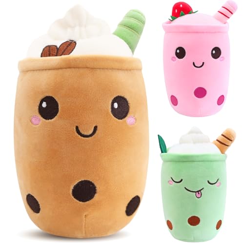 Tutukyle Bubble Tea Plüschtier Kuscheltier Plüschkissen Spielzeug Bubble Tea Kuscheltier Pearl Milk Tea Kuschelkissen Cartoon Plüsch Rückenkissen Geschenk für Kinder Mädchen Erwachsene (Braun, 24cm) von Tutukyle