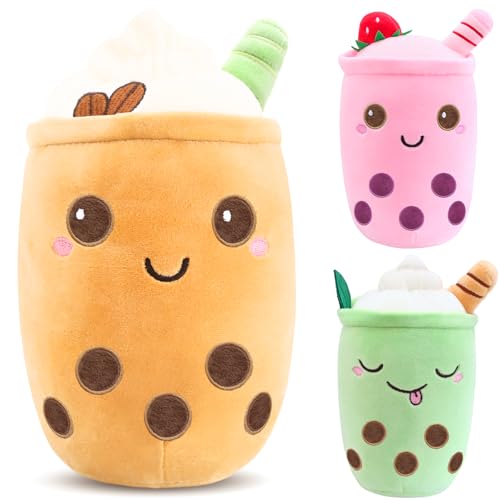 Tutukyle Bubble Tea Plüschtier Kuscheltier Plüschkissen Spielzeug Bubble Tea Kuscheltier Pearl Milk Tea Kuschelkissen Cartoon Plüsch Rückenkissen Geschenk für Kinder Mädchen Erwachsene (Braun, 35cm) von Tutukyle