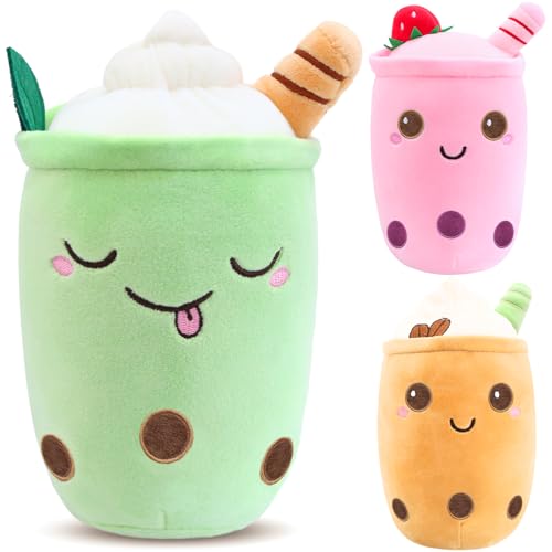 Tutukyle Bubble Tea Plüschtier Kuscheltier Plüschkissen Spielzeug Bubble Tea Kuscheltier Pearl Milk Tea Kuschelkissen Cartoon Plüsch Rückenkissen Geschenk für Kinder Mädchen Erwachsene (Grün, 24cm) von Tutukyle