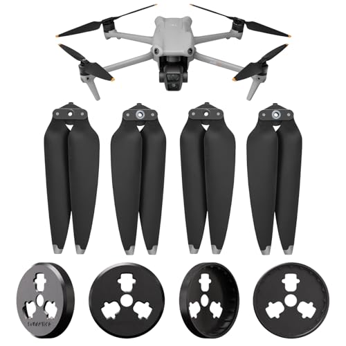 Propeller-Ersatz + CNC-Aluminium-Legierung Motorabdeckungen für DJI Air 3S/3, Flügel-Ersatzteile für Air 3S Drohnenzubehör, Schnellwechsel-Ersatzrequisiten (schwarze Abdeckung + silberfarbene von Tuvzylory