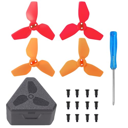 Propeller-Ersatz für DJI NEO, geräuscharmer 2023S Propeller, buntes Flügelblatt, Ersatzteil, Ersatzteile für Neo-Drohnen-Zubehör, Schnellwechsel-Ersatz + Orange + Rot von Tuvzylory