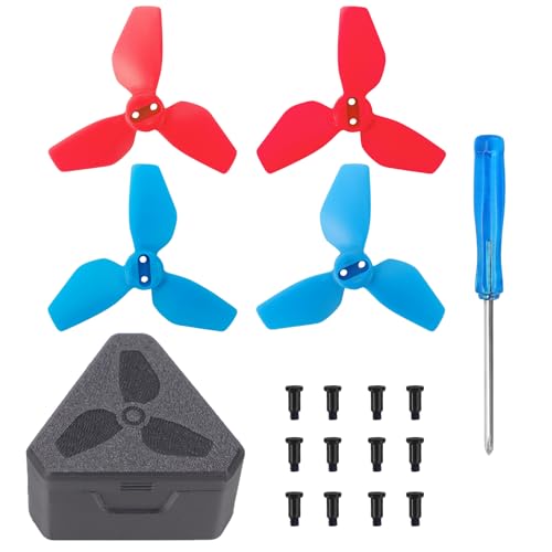 Propeller-Ersatz für DJI NEO, geräuscharmer 2024S Propeller, buntes Flügelblatt, Ersatzteil, Ersatzteile für Neo-Drohnen-Zubehör, Schnellwechsel-Ersatz, Rot + Blau von Tuvzylory