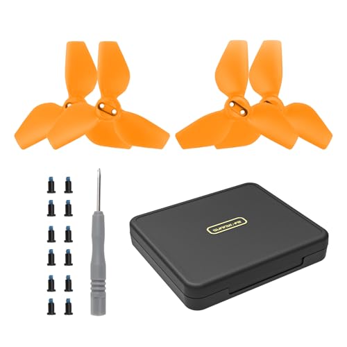 Sunnylife Propeller Aufbewahrungsbox für DJI Neo Propeller 2016S Propeller für DJI Neo Drohne Geräuscharme, bunte Flügel Schnellverschluss Ersatzteile mit Aufbewahrungsbox (Orange) von Tuvzylory