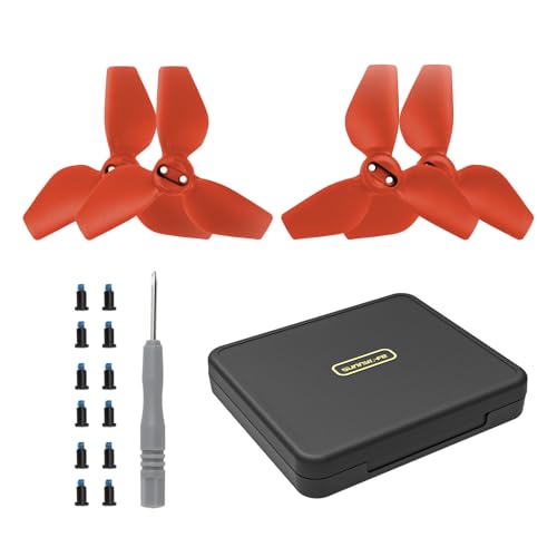 Sunnylife Propeller Aufbewahrungsbox für DJI Neo Propeller 2016S Propeller für DJI Neo Drohne Geräuscharme, bunte Flügel Schnellverschluss Ersatzteile mit Aufbewahrungsbox (Rot) von Tuvzylory