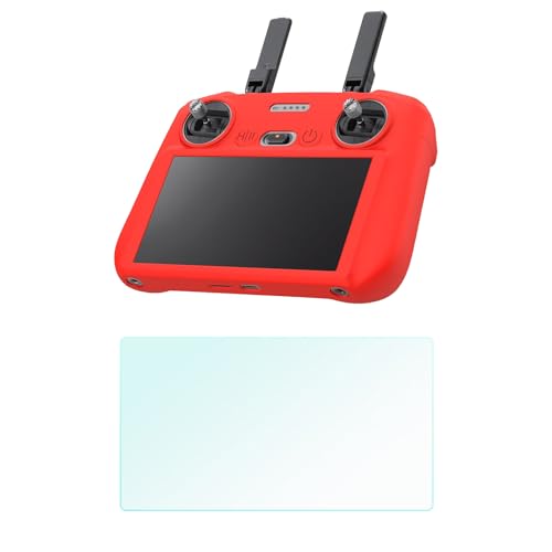 Silikon Schutzhülle + 9H Displayschutzfolie für DJI AIR 3S/3, Controller Schutzhülle für DJI Mini 4 Pro/DJI RC 2 Zubehör (Grau) von Tuvzylory