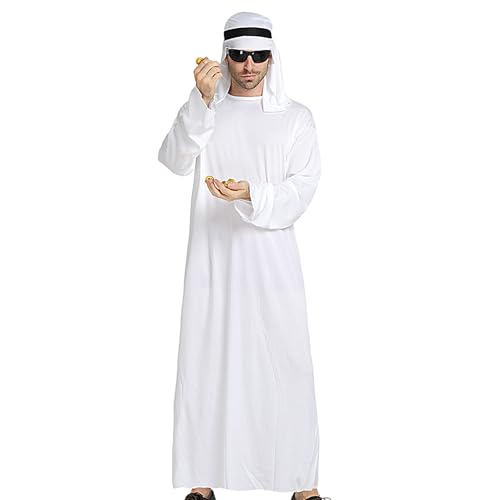Tuxuseo Arabisches Prinz Toga Kostüm Für Halloween | Halloween Arabischer Prinz Kostüm Gewand und Kopftuch,Verkleidung Wüstenrobe Mit Kopfband Für Bühnenauftritt Kostümfest Maskerade Tuxuseo Arabisches Prinz Toga Kostüm Für Halloween | Halloween Arabischer Prinz Kostüm Gewand und Kopftuch,Verkleidung Wüstenrobe Mit Kopfband Für Bühnenauftritt Kostümfest Maskerade von Tuxuseo