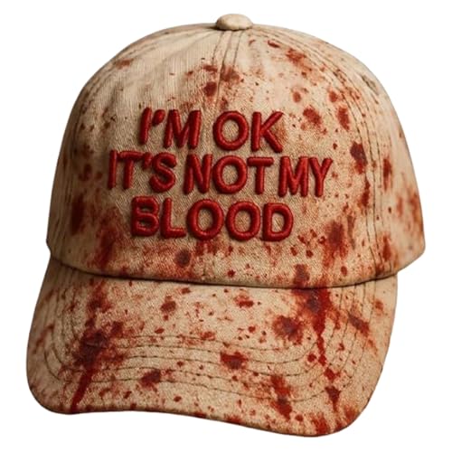 Tuxuseo Halloween Baseball Caps Für Damen | Baseball-Hat | I'm Ok, It's Not My Blood Caps Halloween Unisex Horror Hat | Damen Herren Unisex-Cap - Halloween-Mütze Tuxuseo Halloween Baseball Caps Für Damen | Baseball-Hat | I'm Ok, It's Not My Blood Caps Halloween Unisex Horror Hat | Damen Herren Unisex-Cap - Halloween-Mütze von Tuxuseo