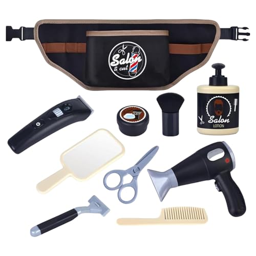 Kinder Friseur Set Friseur Barber Gürtel Salon-Friseur Spielset Mit Haartrockner Pretend Friseursalon Set Rasierspielzeug Und Styling-Zubehör Kinder Friseurladen Rollenspiel Hairdressing Spielzeug von Tuxxjzm