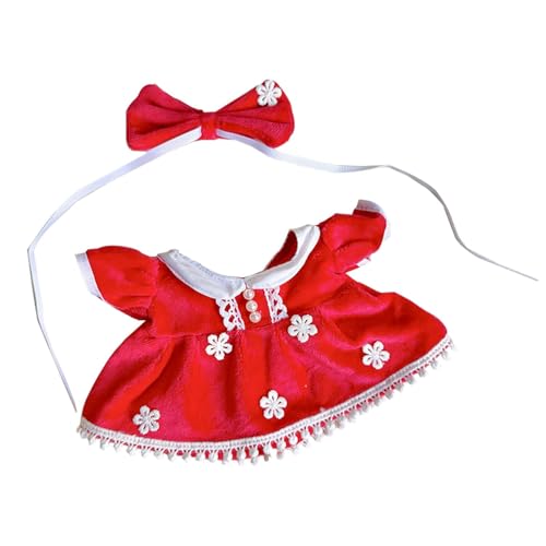 Tuxxjzm 20 cm Plüschpuppenkleidung,20 cm Plüschpuppenkleidungsset - Stoffpuppen-Outfits, Kleider - Gefüllte Puppen-Outfit-Kleidung, Weihnachts-Themenkleid für Plüschpuppe, kleines Puppenzubehör-Kleid von Tuxxjzm