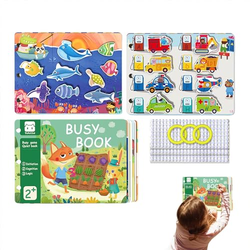 Tuxxjzm Busy Book für Kinder, Busy Book - Süßes Sinnesbuch,Lernspielzeug für Jungen und Mädchen, Lernmaterialien zur sensorischen Erkundung, Spielzeug für die Feinmotorik von Tuxxjzm