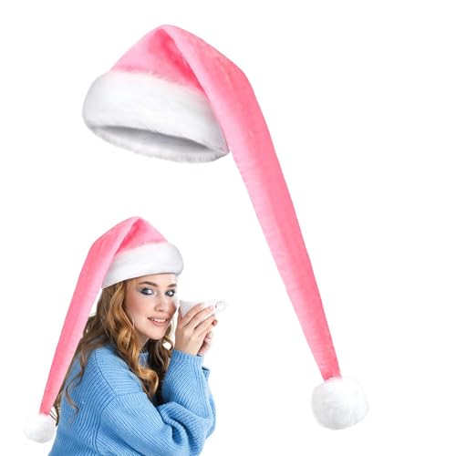 Tuxxjzm Große Weihnachtsmütze, lange Weihnachtsmütze für Erwachsene | Lange Weihnachtselfenmützen aus weichem Samt | Cosplay-Kostüm für Erwachsene, Weihnachtsmütze für Feiertage, Neujahrsfeier von Tuxxjzm