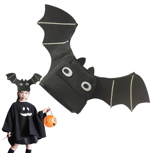 Tuxxjzm Halloween Schwarzer Fledermaushut - Halloween Schwarz Fledermaus Flügel Filz Kostüm | Halloween Kostüm Zubehör Hut für Halloween, Kostümversammlung, Cosplay von Tuxxjzm