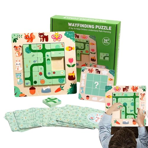 Tuxxjzm Holzlabyrinth-Puzzlebrett, Labyrinth-Puzzlespielzeug,Orientierungsspiele für Kinder, Lernspiele - Labyrinth-Brettspiel, Lernpuzzle, Kinderspiele für Kinder, Logikspiel, Ausbildung von Tuxxjzm