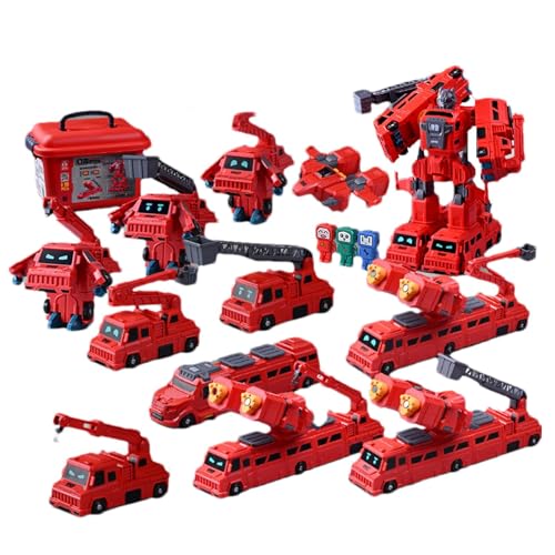 Tuxxjzm Magnetische Fahrzeugspielzeuge, Roboter-Baufahrzeuge,Magnetisches Roboter-Feuerwehrauto-Spielzeug - Pädagogisches Stem-Puzzle-Deformationsspielset, verwandelnde Roboter für Jungen und Mädchen von Tuxxjzm
