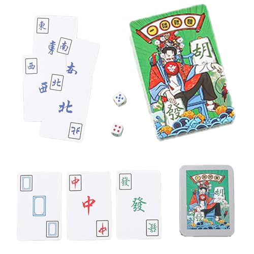 Tuxxjzm Mahjong-Spielkarte,Mahjong-Karten-Familienspiel | Chinesische lustige Klassische Mah-Jong-Spielkarte | Tragbare Mah-Jongg-Karten für Abendunterhaltung, Grillabende, Picknicks von Tuxxjzm