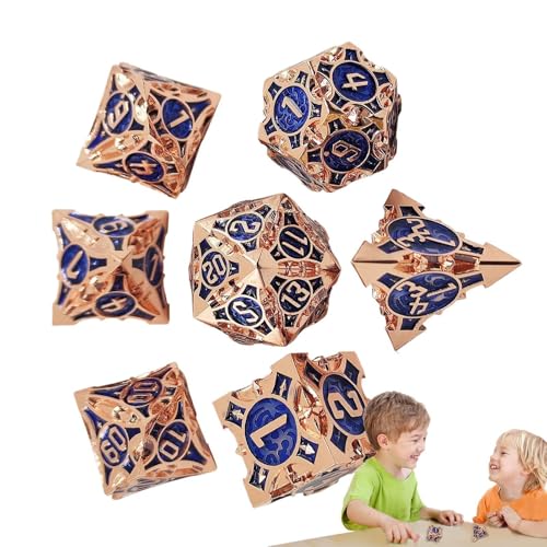 Tuxxjzm Metallwürfelset, Rollenspielwürfelsets | Mehrseitiges Spielwürfel-Set - 7X lustige tragbare Kinderspielzeuge, buntes Würfelset für Brettspiele, Treffen mit Freunden, Camping von Tuxxjzm