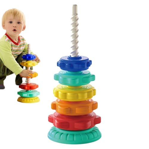 Tuxxjzm Spinner-Stacker-Spielzeug, Stapel- und Drehspielzeug - Regenbogen-Ring-Stapler,Regenbogen-Spin-Tower, Kleinkind-Spin-Stack-Spielzeug für und Mädchen 1–3 von Tuxxjzm