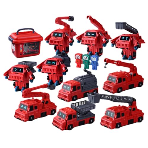 Tuxxjzm Verwandelndes Roboterautospielzeug, magnetisches Fahrzeugspielzeug,Magnetisches Roboter-Feuerwehrauto-Spielzeug - Pädagogisches Stem-Puzzle-Deformationsspielset, verwandelnde Roboter für von Tuxxjzm