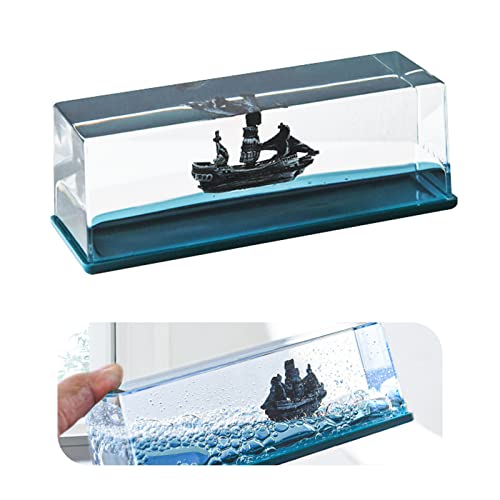 Tuzsocr Kreuzfahrtschiff Fluid Drift Bottle, Black Pearl Piratenschiff, Acryl Fluid Drift Flasche, Unsinkable Boot in Einer Box, Stressabbau, Schiff in Flasche, für Büro und Haus Deko von Tuzsocr