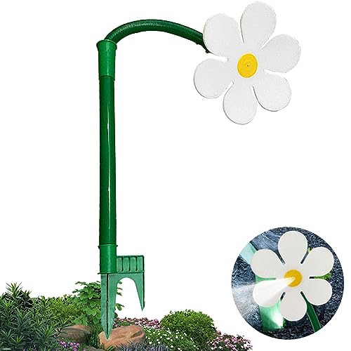 Tuzsocr Gartensprinkler in Form einer verrückten Blume, Sonnenblumensprinkler, Spielzeug, Gartenbewässerung, niedlich, in Blumenform, 720 ° drehbar, für und Hof, dekorative Heringe, für Kinder (weiß) von Tuzsocr