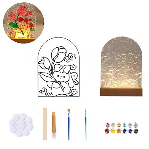 Tuzsocr Malset für Kinder, Malen Sie Ihr eigenes Nachtlicht-Set, DIY-Acryl-Lampe, Kunstbedarf, Kunst- und Bastelset, für 6, 7, 8, 9, 10, 11, 12 Jahre, Mädchen, Jungen, Nachtlicht, Geburtstagsgeschenk, von Tuzsocr