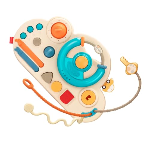 Tvnlolm Kinder-Lenkrad-Spielzeug, fleißiges Lenkrad, Montessori-Spielzeug für Kinder,Fahrpädagogisches Musikspielzeug | Interaktives Lernspielzeug, praktisches Installations-Lenkradspielzeug für von Tvnlolm